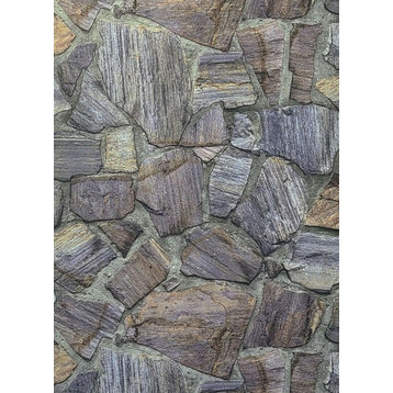 Purple gray brown Textured Brick sandstone Wallpaper, 21 Inc X 33 Ft Roll
