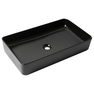 Alfi Brand Abc902-Bm Black Matte 24" Modern Rectangular Above Mount Ceramic Sink