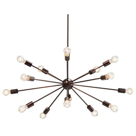 No Shade Axion Large 15-Light Chandelier, Dark Bronze, Incandescent