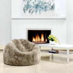 Longwool Sheepskin 6' Unfilled Beanbag in Vole - Bean Bag Chairs