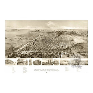 24x36 1875 Brigham City Utah Vintage Old Panoramic City Map
