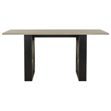 Aubrey Retro Mid Century Wood Dining Table Light Grey /black