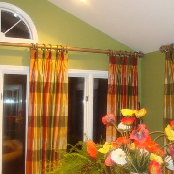 Sunroom | Buterfly Pleated Silk Draperies
