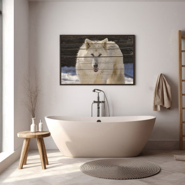Aries the White Wolf Rustic Farmhouse Style Wall Art Prints