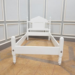 Spool Lowpost Twin Size Bed in White Painted Finish - Beds