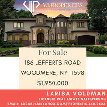 BEAUTIFUL HOUSE FOR SALE !! 186 Lefferts Rd, Woodmere, NY, LARISA VOLDM