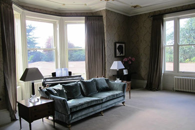 Large traditional formal enclosed living room.