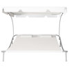 vidaXL Patio Double Bed Cream White Garden Sun Lounger with Canopy & Pillows