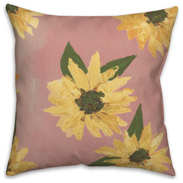 Painted Sunflower 4 16x16 Indoor / Outdoor Pillow