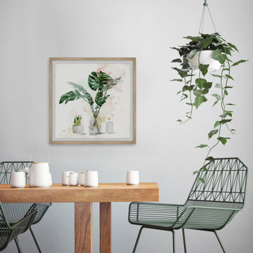 "Monstera Leaf in Glass II" Framed Painting Print