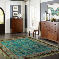 Rugsville Ikat Light Blue Sari Silk 30012 8x10 Rug - Floor Rugs