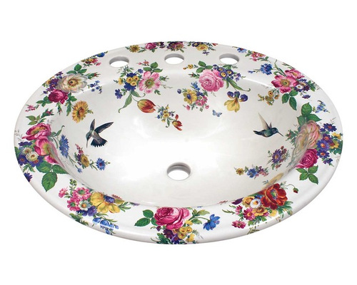 Hand Painted Copper Sinks Mexican Chintz Fl Hand Painted Sink Bathroom Sinks