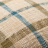 Natural, Rust, Blue 18"x18" Handwoven Structured Check Pillow With Fringe