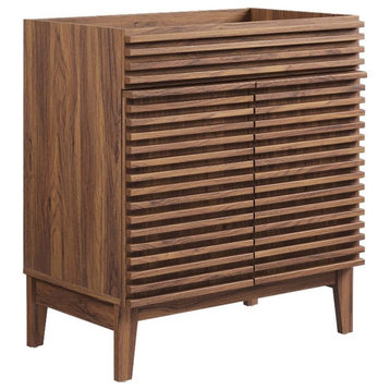 Modway Render 30" Particleboard and Laminate Bathroom Vanity Cabinet in Walnut