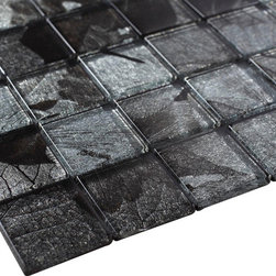 Glossy Silver Flower Square Glass Mosaic Tiles - Home Accessories & Decor