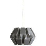 Ciara O'Neill - Frond Small Pendant Light, Grey - With its eclectic design, the grey Frond Small Pendant Light lends a contemporary edge to your space. It takes inspiration from the delicate structure of leaves, particularly those of the fern plant. The central v-shaped blades fan in and out twisting and bending each section to create a harmoniously interwoven box pleat pattern. Using bespoke components and artisan production techniques, this pendant light is skillfully handcrafted from fluted polypropylene. It is produced in Ciara O'Neill's East London studio. Please note the long lead time is due to the fact that this product is handcrafted and made to order. This allows us to ensure that you receive a high-quality, personalised product.