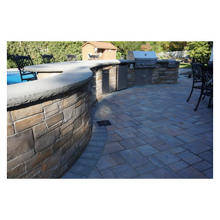 Outdoor Kitchen, Bench seating - Paramus, NJ - Craftsman - Patio - New ...