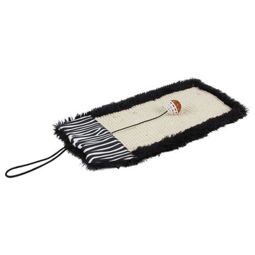 Eco-Natural Sisal And Jute Hanging Carpet Cat Scratcher With Toy, Black