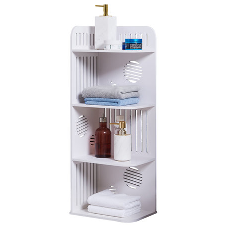 Olivia 4-Tier Wood Corner Bathroom Shelves