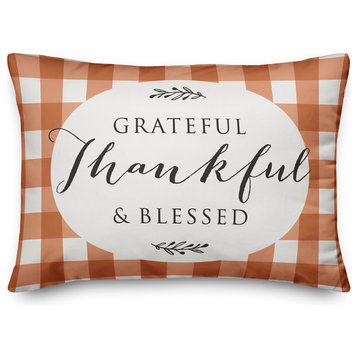 Grateful Thankful Blessed 14"x20" Throw Pillow