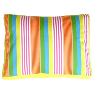 Pillow Decor - Electric Lemon Stripes Throw Pillow