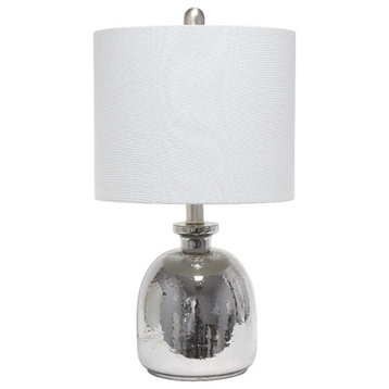 Elegant Designs Silvery Glass Table Lamp with Light Gray Shade