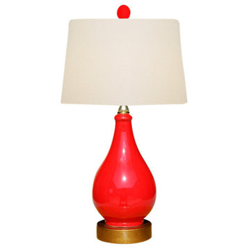 Porcelain Table Lamp, Red