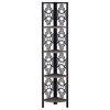 62" Bookcase With 4 Solid Taupe Shelves And Black Metal Corner Etagere