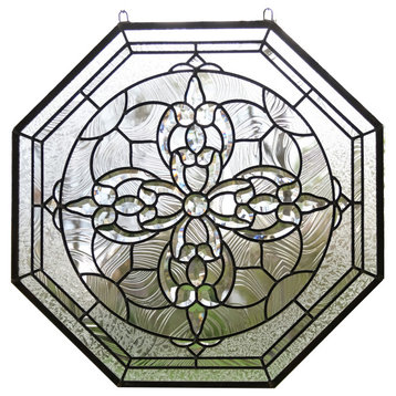 Handcrafted All Clear glass Octagon Beveled window panel 24" x 24"