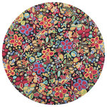 Company C - Wendy's Bouquet Wool Hand Tufted Rug, 7' Round - Wendy's Bouquet is hand-tufted using plush, wool yarns in twelve garden-fresh colors. The dramatic black background contrasts with the floral pattern creating a dramatic work of art for any room. Made in India. GoodWeave certified.