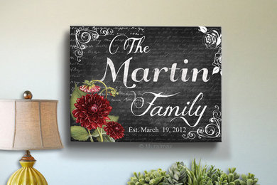 Family Name Wedding Canvas Sign - Charkboard
