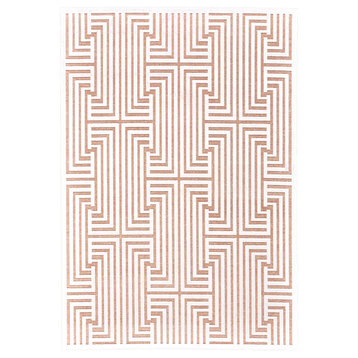 Weave & Wander Qazi Textured Lustrous Rug, Pink/White, 7'6"x10'6"
