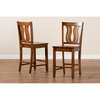 Fenton Transitional Walnut Brown Finished Wood Counter Stool, Set of 2