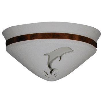 Half Bell Uplight Ceramic Wall Sconce With The Dolphin Design, Gray