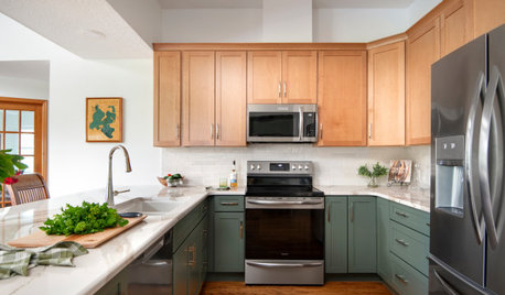 Kitchen of the Week: Wood and Green Cabinets Create a Warm Style