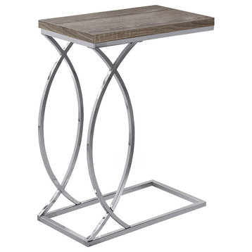 Accent Table, Dark Taupe With Chrome Metal