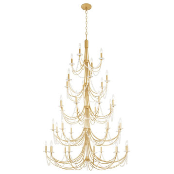 Varaluz Brentwood 40 Light 5 Tier Chandelier, French Gold/Clear, 350C40FG