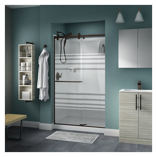 Delta SD3172704 Windemere 60 inch Wide Sliding Frameless Shower Door - Nickel, Silver