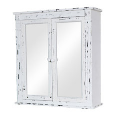 Vintage White Mirrored Bathroom Wall Cabinet