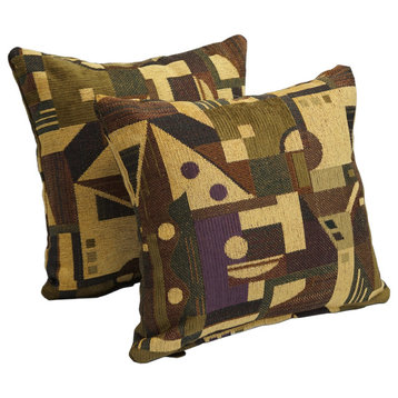 17" Tapestry Throw Pillows With Inserts, Set of 2, Tate Grape