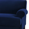 Alana Lawson Three-Cushion Tight Back Sofa, Navy Blue Velvet