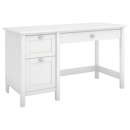 Broadview Computer Desk With 2 Drawer Pedestal, Pure White