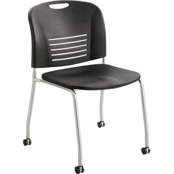 Safco Vy Straight Leg Stack Chairs With Casters, Plastic Seat