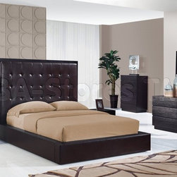 Metro 5 PC Bedroom Set in Chocolate & Wenge (Bed, Dresser, Mirror, Two Nightstan - Bedroom Furniture Sets