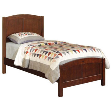 Benzara BM167258 Wooden Twin Size Bed With Headboard & Footboard, Brown