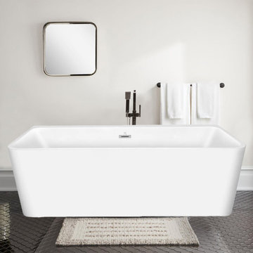 55-inx 28.76-in Freestanding Soaking Acrylic Bathtub,White
