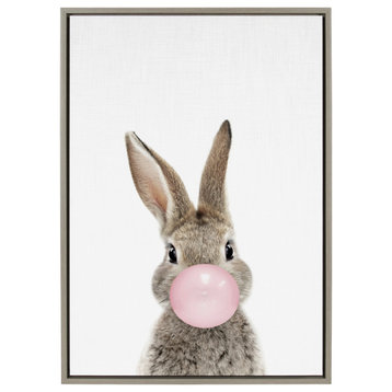 Sylvie Bubblegum Bunny Framed Canvas By Amy Peterson, Gray 23x33
