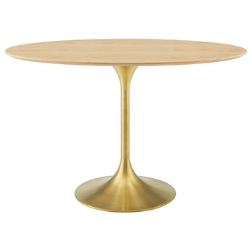 Lippa 48" Oval Wood Dining Table, Gold Natural