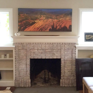 Whitewashed Brick Fireplace