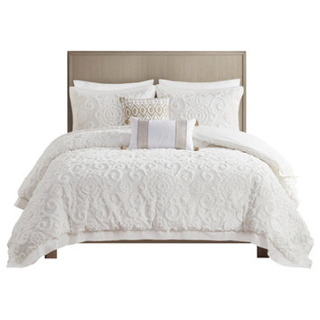 Harbor House Suzanna Tufted Medallions Duvet Cover Set, Ivory, Full/Queen